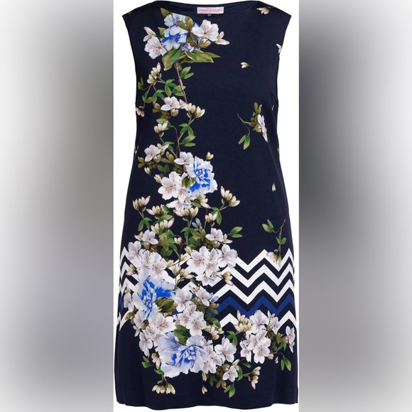 NEW Piero Moretti Blossom Shift Dress in Navy Women’s Italian Plus Size ~26 - Picture 4 of 13